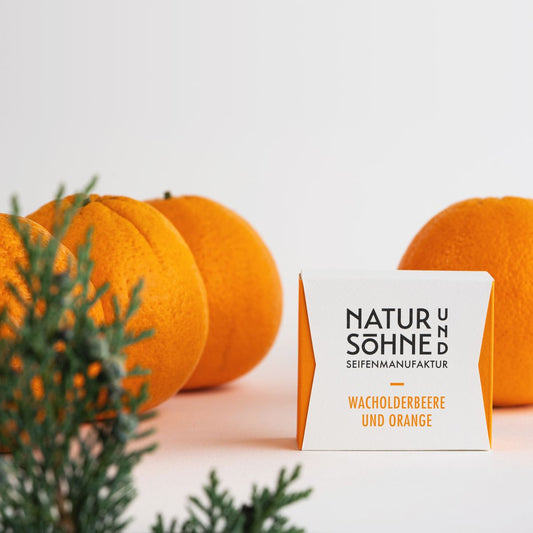 Dreier-Set Naturseife Wacholderbeere und Orange, 3 Seifen zu 100g