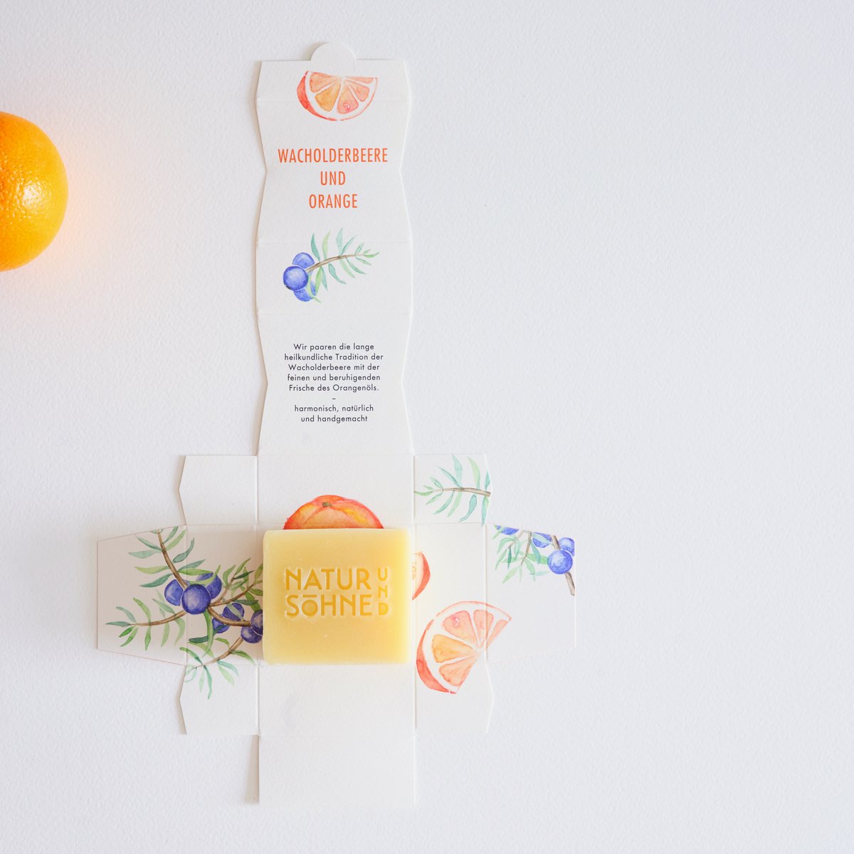 Naturseife Wacholderbeere und Orange, offen